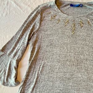 Apt.9 Knit top - Bejeweled 3/4 Sleeve